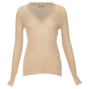 JOSEPH 100% cashmere tan brown fine knit V neck sweater XS